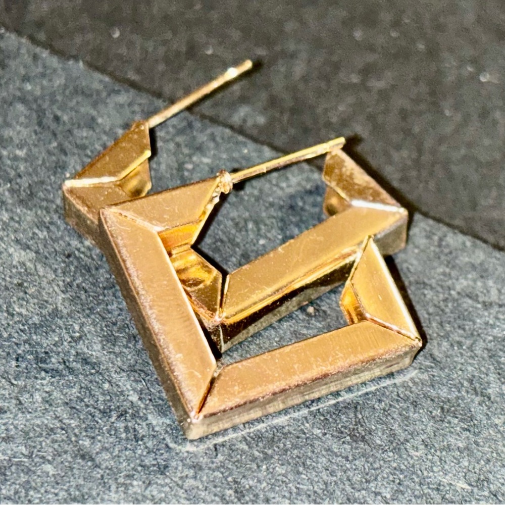 Geometric Gold Tone Statement Hoop Earrings
